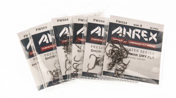Ahrex Fw504 Short Shank Dry Barbed #8 Trout Fly Tying Hooks